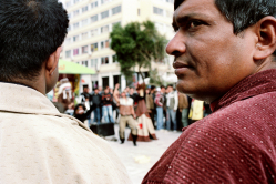 A grim-looking character