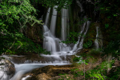 A hidden waterfall in a magical forest