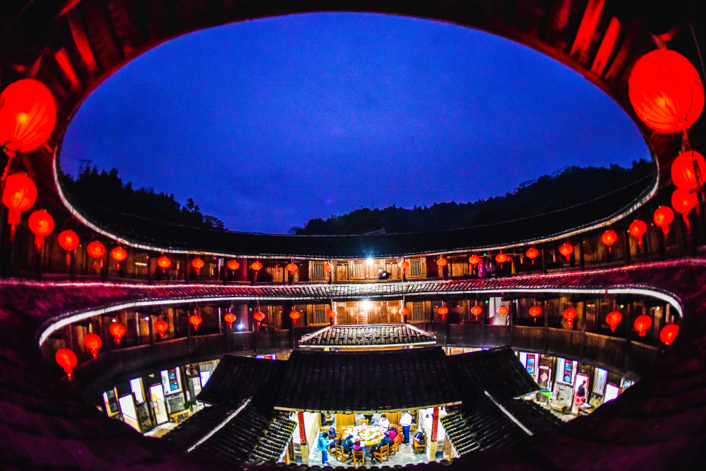 Red lantern hanging high